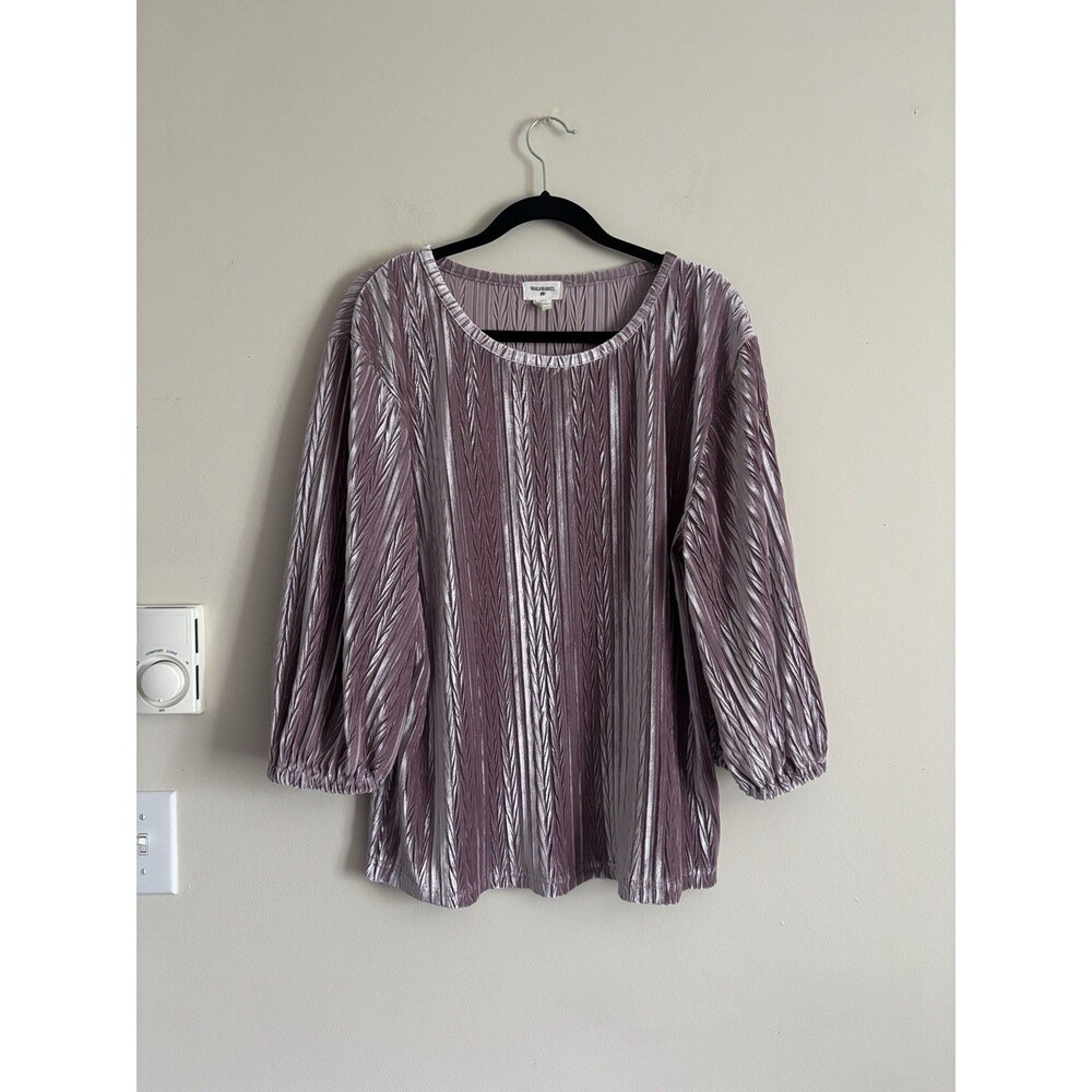 World Market Womens L XL Textured VELVET Tunic Top Boho Festival Lavender Pastel